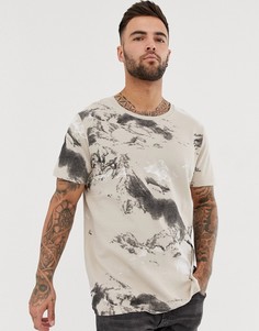 Светло-коричневая oversize-футболка из вафельного трикотажа с принтом Jack & Jones Core - Рыжий