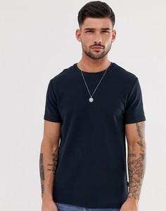 Темно-синяя футболка из вафельного трикотажа Burton Menswear - Темно-синий