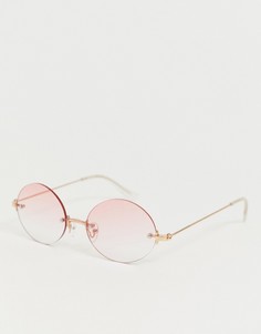 Розовые овальные солнцезащитные очки без оправы ASOS DESIGN - Розовый