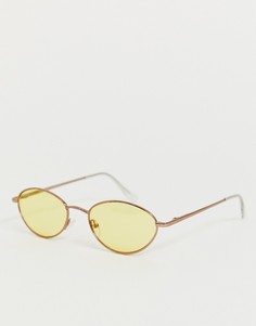 Желтые овальные солнцезащитные очки в медной оправе ASOS DESIGN - Медный
