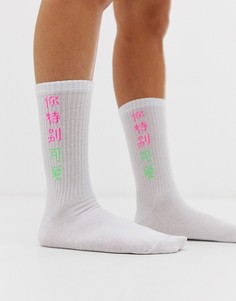 Гольфы с символами ASOS DESIGN - Кремовый