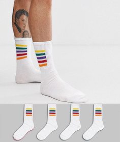 Набор из 4 пар носков с радужными полосками Jack & Jones - Белый