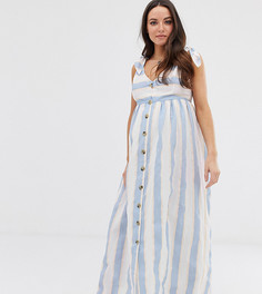 Свободное платье макси в полоску на пуговицах ASOS DESIGN Maternity - Мульти