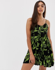 Платье с блестящим тропическим принтом Superdry Gemma - Зеленый