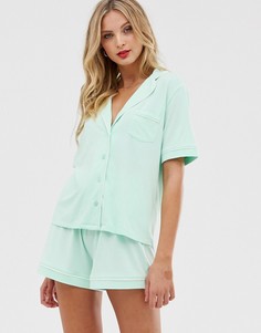 Классическая пижама с окантовкой ASOS DESIGN - Зеленый