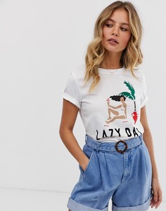 Футболка с надписью lazy day Maison Scotch - Белый