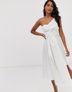 Платье миди на одно плечо в полоску ASOS DESIGN - Белый