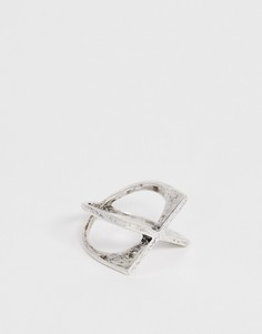 Серебристое Х-образное кольцо Icon Brand - Серебряный