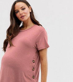 Темно-розовая футболка с пуговицами сбоку ASOS DESIGN Maternity nursing - Розовый
