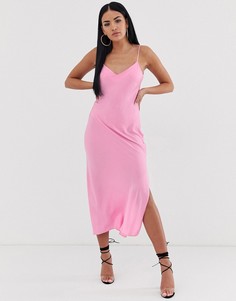 Атласное платье-комбинация макси на бретельках ASOS DESIGN - Розовый