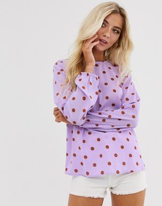 Лонгслив в горошек Pieces - Фиолетовый