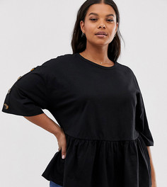Свободный топ с черепаховыми пуговицами ASOS DESIGN Curve - Черный
