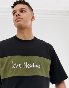 Черная футболка логотипом на вставке Love Moschino - Черный