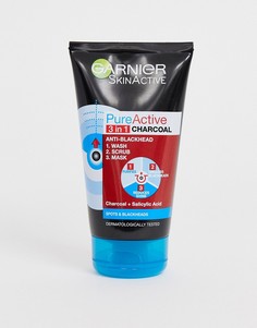 Гель для умывания, скраб и маска 3-в-1 Garnier - Pure Active, 150 мл - Бесцветный