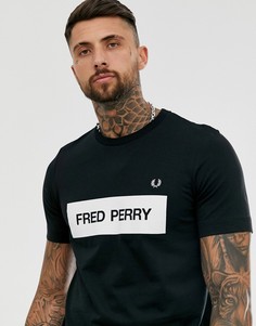 Черная футболка с принтом Fred Perry - Черный