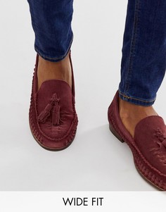 Бордовые плетеные замшевые туфли для широкой стопы с кисточками KG by Kurt Geiger - Красный