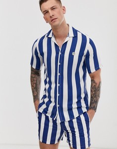 Комбинируемая рубашка в полоску с короткими рукавами Le Breve - Темно-синий
