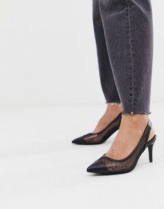 Черные туфли на среднем каблуке с ремешком через пятку ASOS DESIGN Sadie - Черный