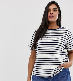 Футболка в полоску с круглым вырезом ASOS DESIGN Curve - Темно-синий