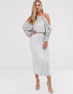 Платье-кимоно миди с драпировкой ASOS EDITION - Белый