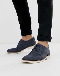Темно-синие туфли дерби из искусственной замши с тиснением New Look - Темно-синий