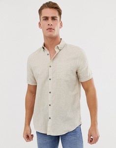 Серо-бежевая льняная рубашка River Island - Белый