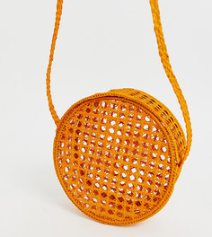 Оранжевая круглая сумка через плечо из рафии KAANAS - Оранжевый