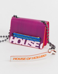 Розовая кожаная сумка с логотипом House Of Holland - Розовый