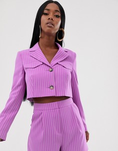 Укороченный пиджак в тонкую полоску ASOS DESIGN - Мульти