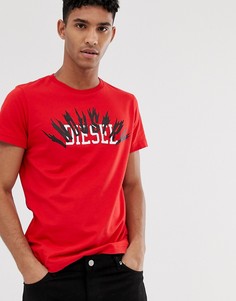 Красная футболка с принтом логотипа Diesel T-Diego A10 - Красный