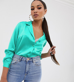 Атласная свободная рубашка с длинными рукавами ASOS DESIGN - Зеленый