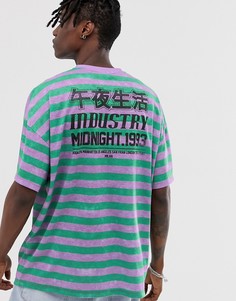 Oversize-футболка в полоску с принтом на спине ASOS DESIGN - Мульти