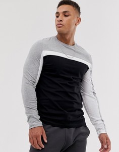 Черный лонгслив со вставками колор блок ASOS DESIGN - Черный