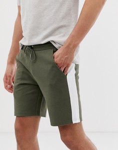 Трикотажные шорты скинни цвета хаки с полосками ASOS DESIGN - Зеленый