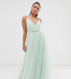 Плиссированное платье макси из тюля ASOS DESIGN Petite - Серебряный
