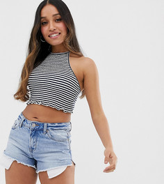 Топ-халтер в полоску со сборками ASOS DESIGN Petite - Мульти