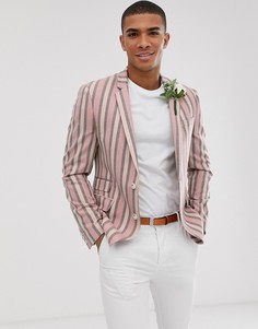 Розовый приталенный блейзер в широкую полоску ASOS DESIGN wedding - Розовый