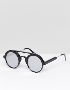 Круглые солнцезащитные очки в черной оправе с зеркальными стеклами Spitfire - Черный
