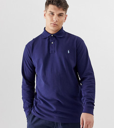 Темно-синее поло с длинными рукавами и логотипом Polo Ralph Lauren Big & Tall - Темно-синий