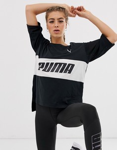 Черная длинная футболка с логотипом Puma - Черный
