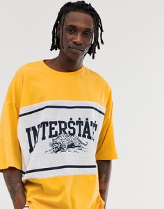 Oversize-футболка со вставкой в стиле колор блок с принтом ASOS DESIGN - Оранжевый