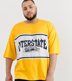 Oversize-футболка со вставкой в стиле колор блок с принтом ASOS DESIGN Plus - Оранжевый