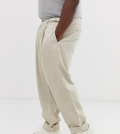 Широкие вельветовые брюки со складками ASOS DESIGN Plus - Бежевый