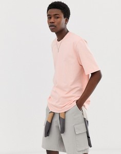 Розовая плотная футболка свободного кроя ASOS WHITE - Розовый