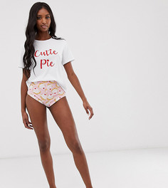 Эксклюзивный пижамный комплект с короткими шортами и принтом cutie pie ASOS DESIGN Tall - Розовый