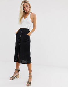 Юбка миди на пуговицах ASOS DESIGN - Черный