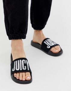 Черные шлепанцы с логотипом Juicy Couture - Черный