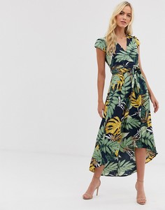 Платье с тропическим принтом и запахом AX Paris - Мульти