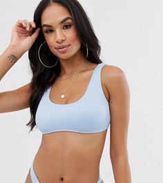 Синий бикини-топ в рубчик с овальным вырезом Missguided - Синий