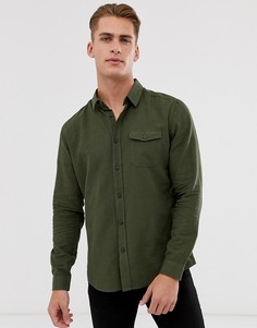 Льняная рубашка цвета хаки Burton Menswear - Зеленый